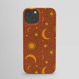 Vintage Sun and Star Print in Rust iPhone Case