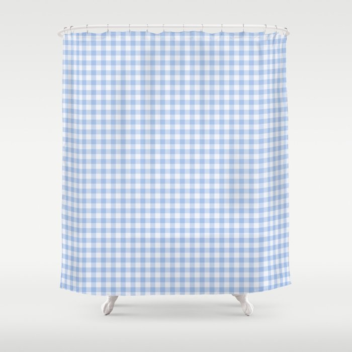 Gingham Plaid Pattern - Natural Blue Shower Curtain