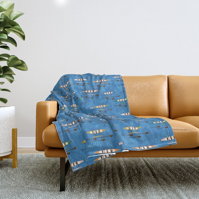 Colorful Outrigger Canoes Throw Blanket