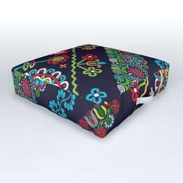 Mexican Floral Embroidery Pattern  Outdoor Floor Cushion
