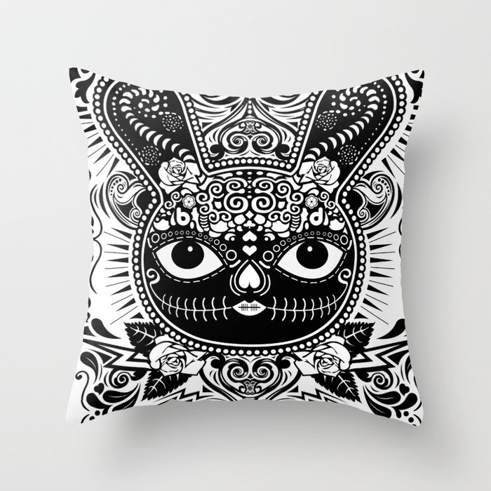 Day Of The Dead Bunny Celebration Throw Pillow
