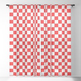 Croatian Red White Checkerboard Pattern Sheer Curtain