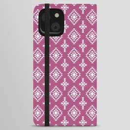 Magenta and White Native American Tribal Pattern iPhone Wallet Case