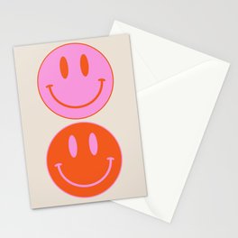 Keep Smiling! - Large Pink and Beige Smiley Face Pattern Stationery Card