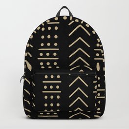 Mudcloth Black II Backpack | African Mudcloth, Graphicdesign, Tribal, Traditional, Dye, Black And White, Monochrome, Chevron, Exotic, Bogolan 