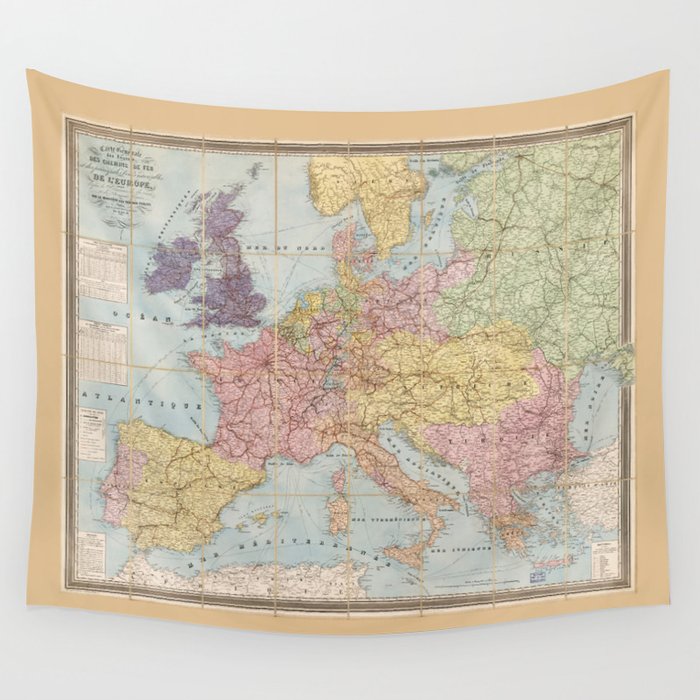 Map of Europe (1864) Wall Tapestry by The Arts  Society6