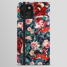 Santa Claus and Floral Pattern iPhone Wallet Case