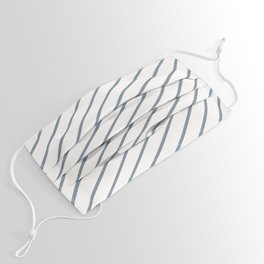 [ Thumbnail: Light Slate Gray and White Colored Lines/Stripes Pattern Face Mask ]