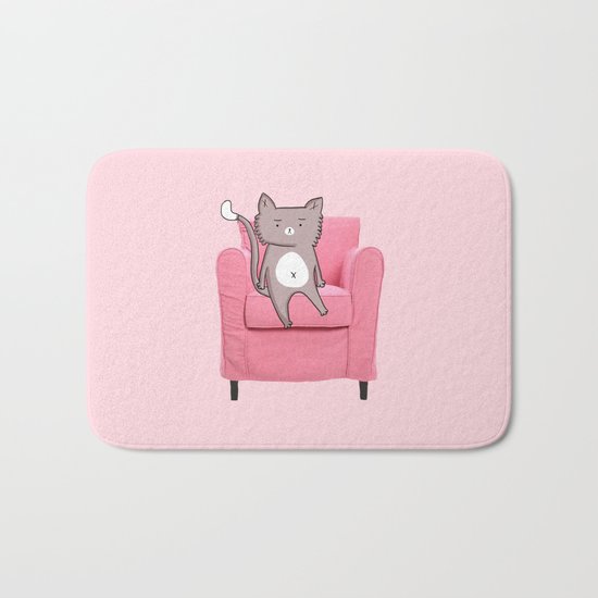 Cat is so lazy... Bath Mat