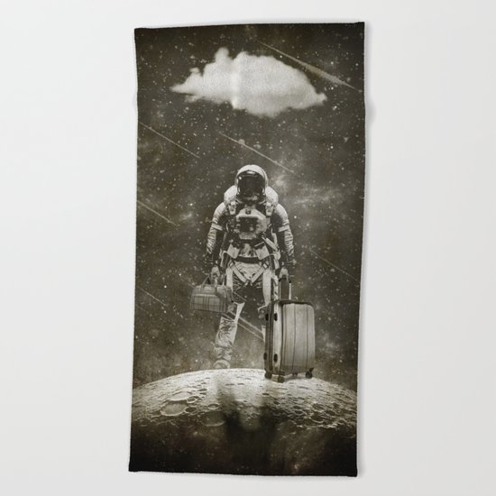 Space Traveller sepia Beach Towel