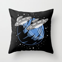 Universe UFO Flying Saucers Throw Pillow