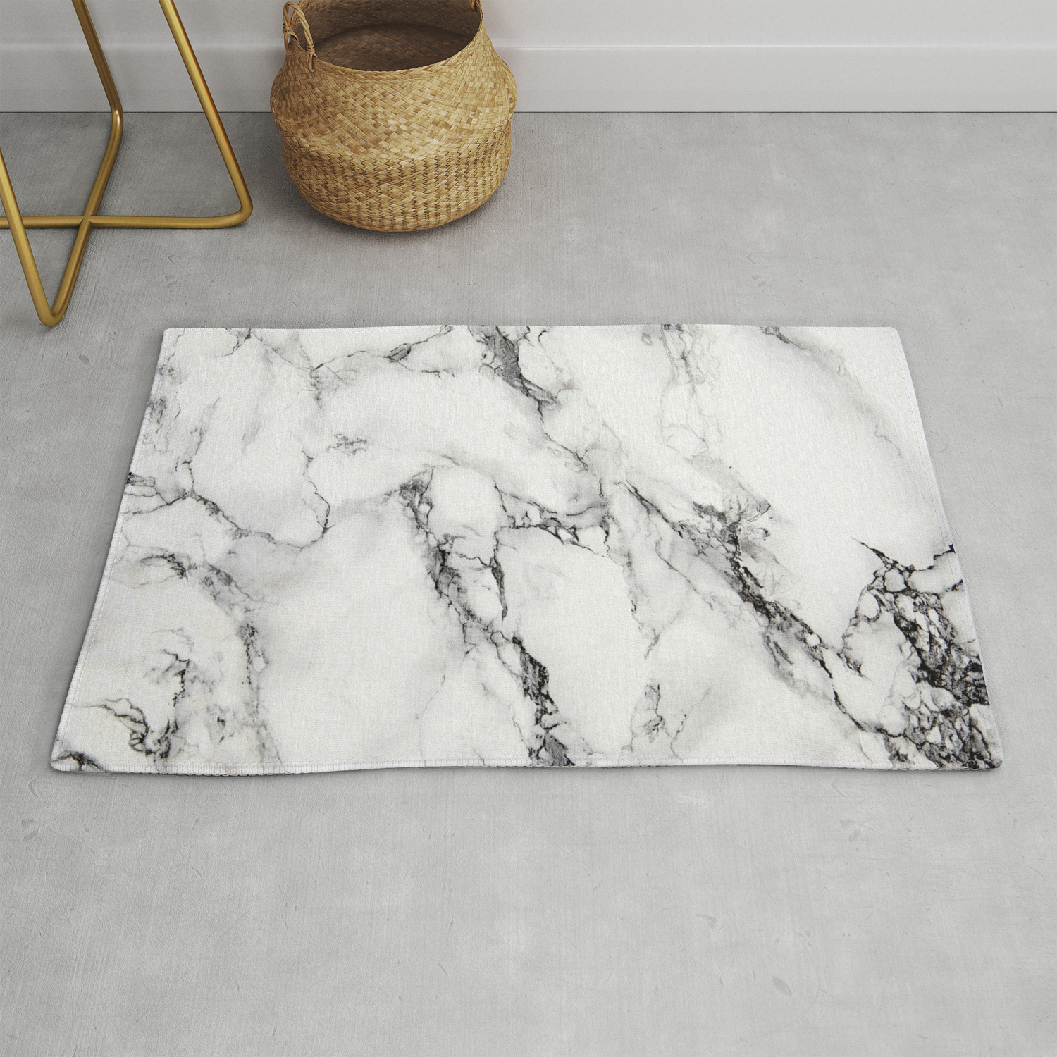 White Faux Marble Texture Rug By, Faux White Marble Flooring