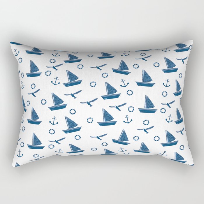 Cute Boat Lover Print Pattern Rectangular Pillow