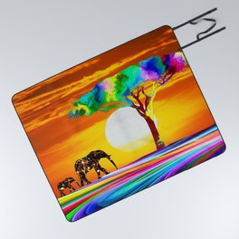 African Elephant with Baby Picnic Blanket