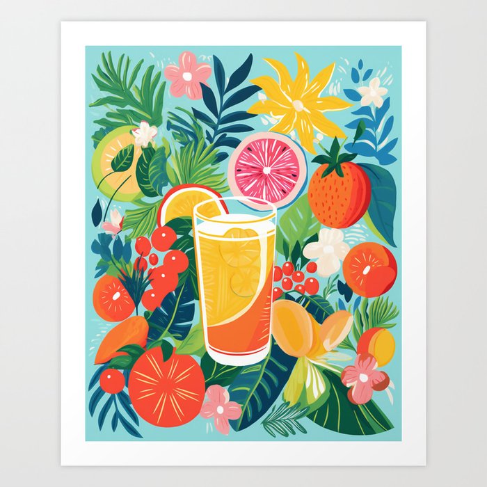 Tropical Drink and Fruits #1 Art Print