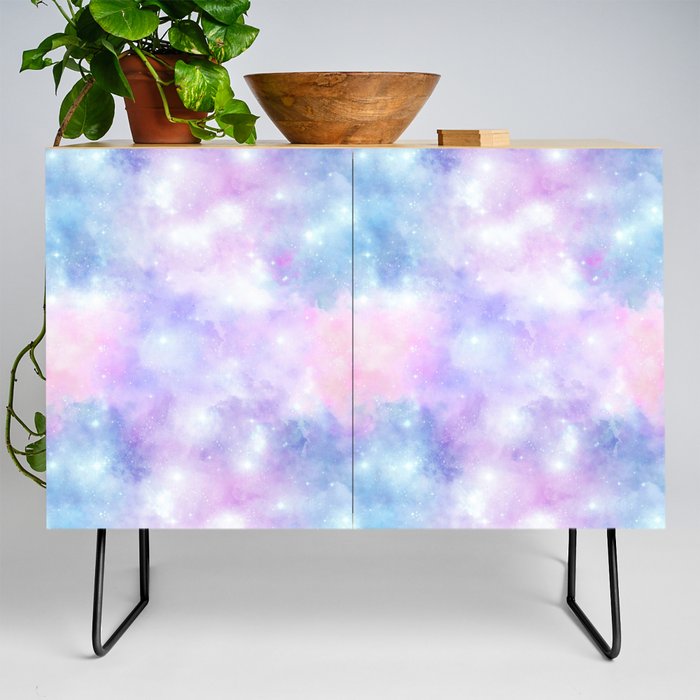 Pink Blue Nebula Painting Credenza
