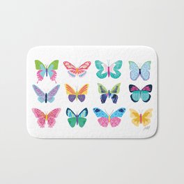 Colorful Butterflies  Bath Mat | Butterflies, Butterfly, Collage, Girly, Feminine, Garden, Graphicdesign, Summer, Bugs, Rainbow 