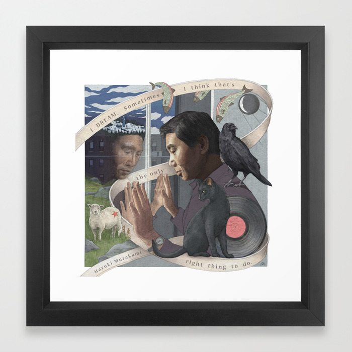 Haruki Murakami Framed Art Print By Asyamitskevich Society6