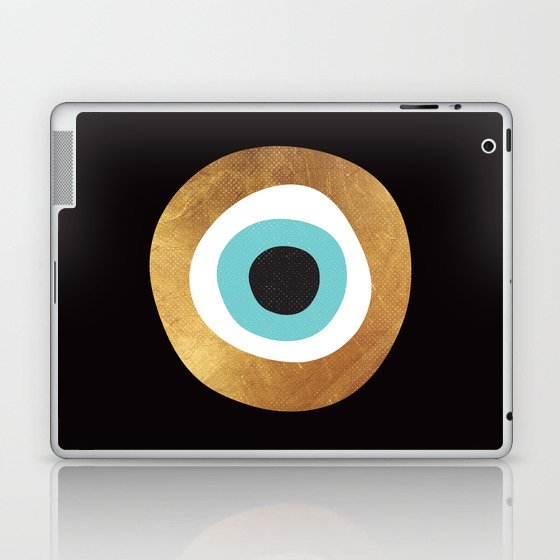 Gold Evil Eye 70s Bohemian Lucky Charm Nazar  Laptop & iPad Skin