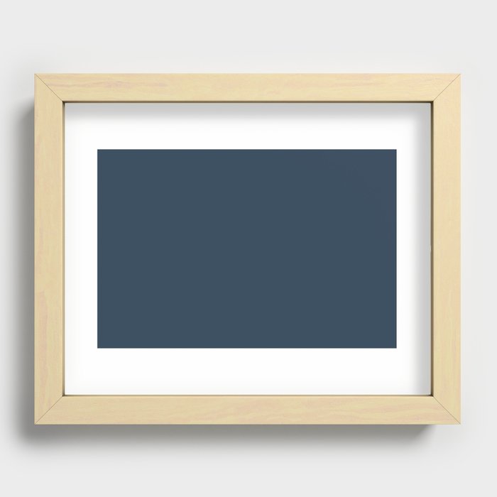 Dark Blue Gray Solid Color Pairs Pantone Blue Wing Teal 19-4121 TCX Shades of Blue Hues Recessed Framed Print