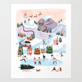Holiday Village Art Print