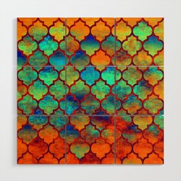 Moroccan pattern colorful mermaid scale tiles Wood Wall Art