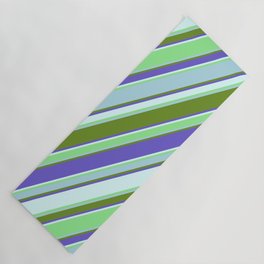 [ Thumbnail: Colorful Light Blue, Green, Slate Blue, Light Cyan & Light Green Colored Stripes Pattern Yoga Mat ]