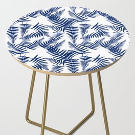 Blue Silhouette Fern Leaves Pattern Side Table