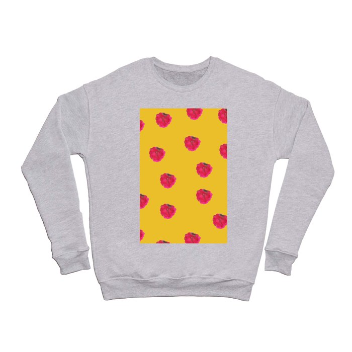 Raspberry Pattern Yellow Crewneck Sweatshirt