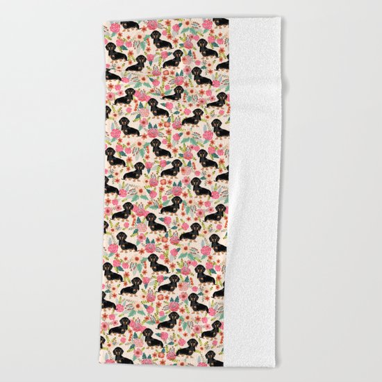 Dachshund doxie pet portrait hot dog weener dog breed funny small dogs puppy gifts for dachshund Beach Towel