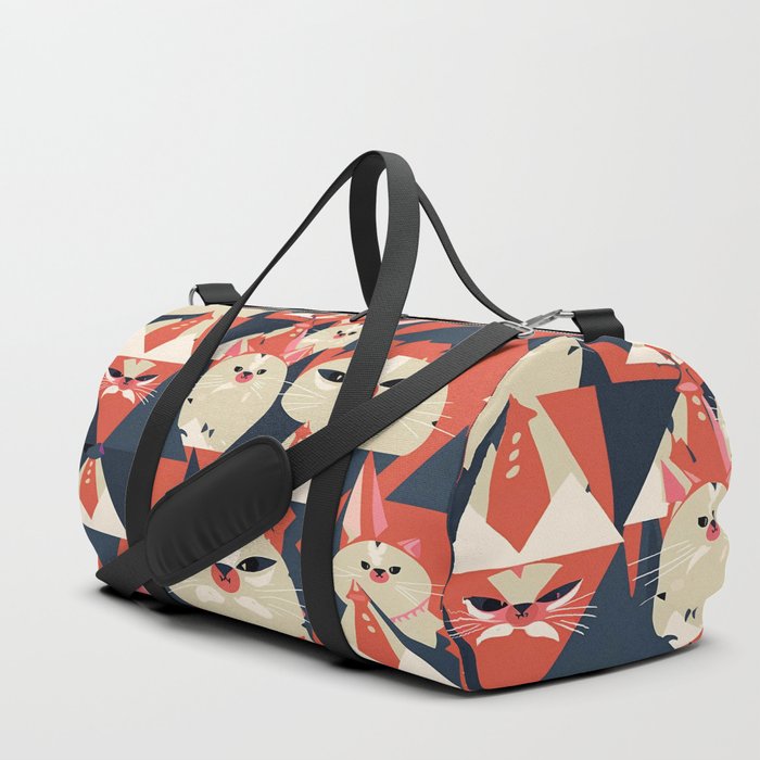 Cat Lover Gift | Grumpy Grey Kitten Abstract Cat Pattern Duffle Bag