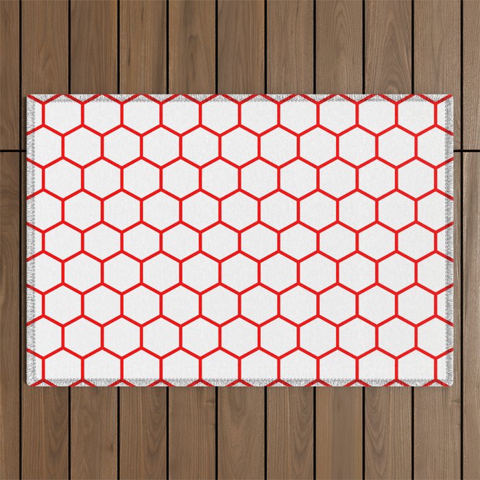 Honeycomb (Red & White Pattern) Outdoor Rug
