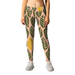 Cozy collection: mix and match Nordic leaves dark green Leggings