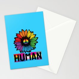 HUMAN Sunflower LGBT Flag Gay Pride Month LGBTQ Stationery Card