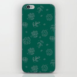 Green minimal floral pattern iPhone Skin
