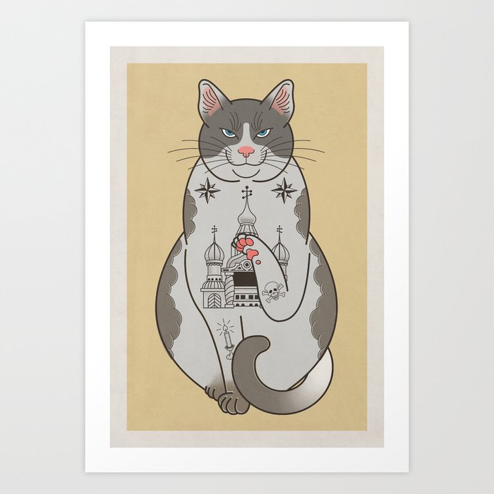 Russian Cat Art Print