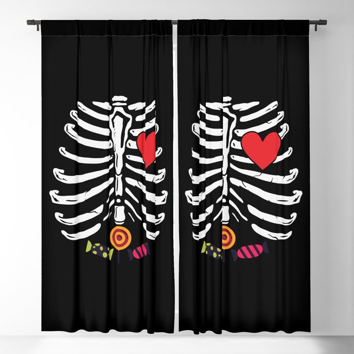 Funny Skeleton Halloween Heart Candies Blackout Curtain