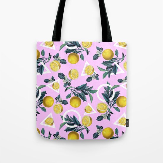 Geometric and Lemon pattern Tote Bag