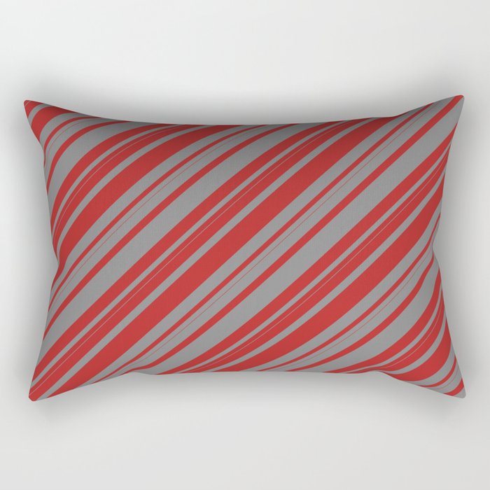 Red and Gray Colored Lines/Stripes Pattern Rectangular Pillow