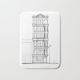 Detroit Bath Mat | Drawing, Architecture, Michigan, Ink Pen, Blackandwhite, Detroit, Elevation, Facade, Sketch 