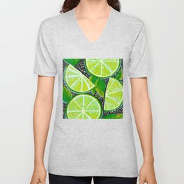 Tropical Lemons V Neck T Shirt
