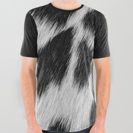 Faux Cowhide, Black and White Wild Ranch Animal Hide Print All Over Graphic Tee
