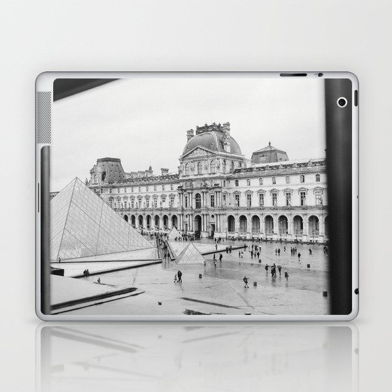 Iconic building,The Louvre in Paris in France | Architecture | black and white travel photography  Laptop & iPad Skin