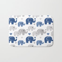 Navy Blue Elephant Baby Nursery Bath Mat | Babybedding, Elephantnursery, Animalnursery, Babynurserydecor, Pattern, Boycribbedding, Sleepyeyes, Blueelephants, Navyblueelephant, Digital 