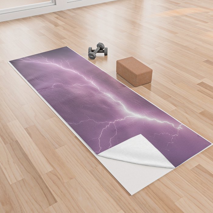 Lightning Strikes in a Purple Sky Yoga Towel