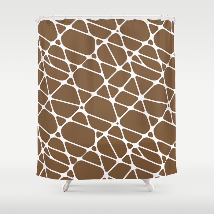 Brown and White Abstract Mosaic Pattern 2 - Sherwin Williams 2022 Color Uber Umber SW 9107 Shower Curtain