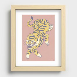 Asian tiger in pink background Recessed Framed Print