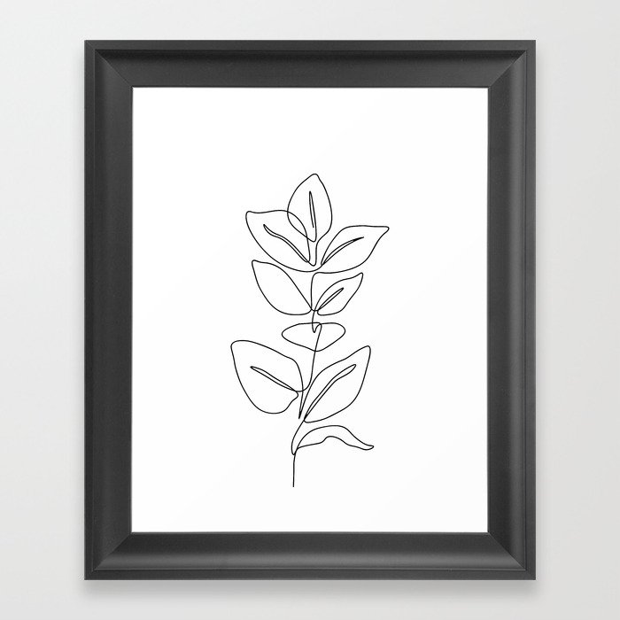 Leaf One Line Framed Art Print