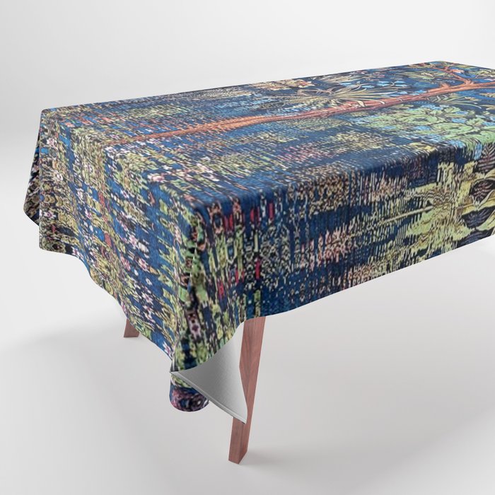 Tree of Life reflecting water of garden lily pond twilight blue nature landscape painting Tablecloth