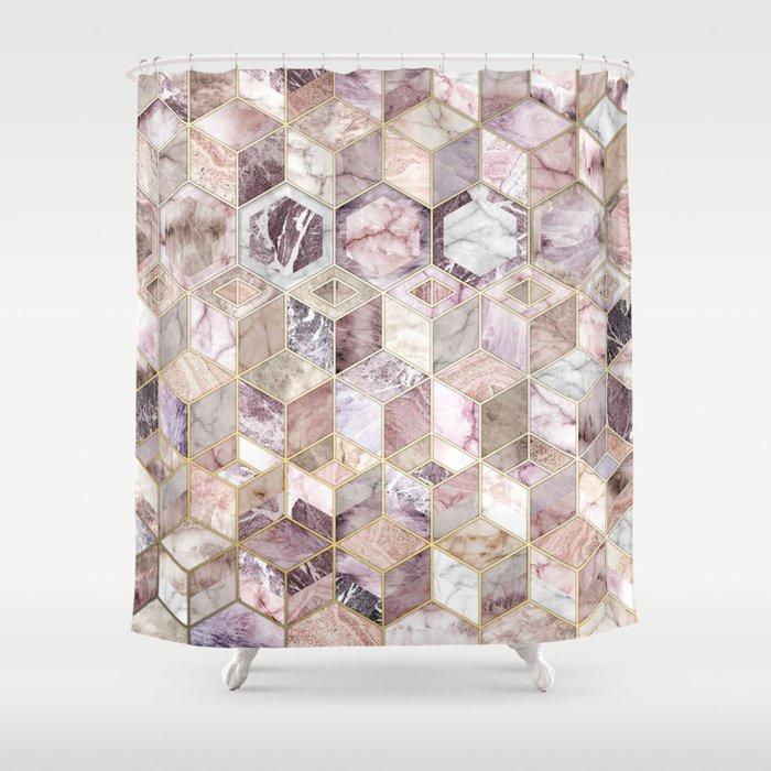 Blush Quartz Honeycomb Shower Curtain By Micklyn Society6